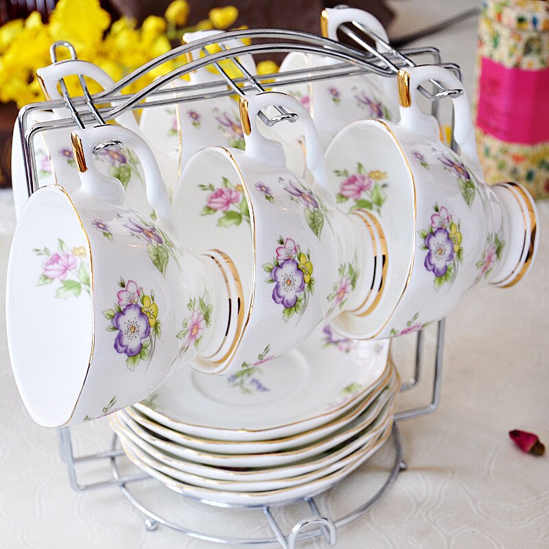 Floral Bone China Coffee Set