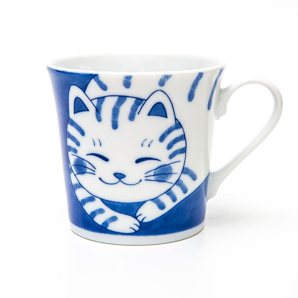 Cute Cat Mugs 260ml Ceramic Milk Mug Japanese Style