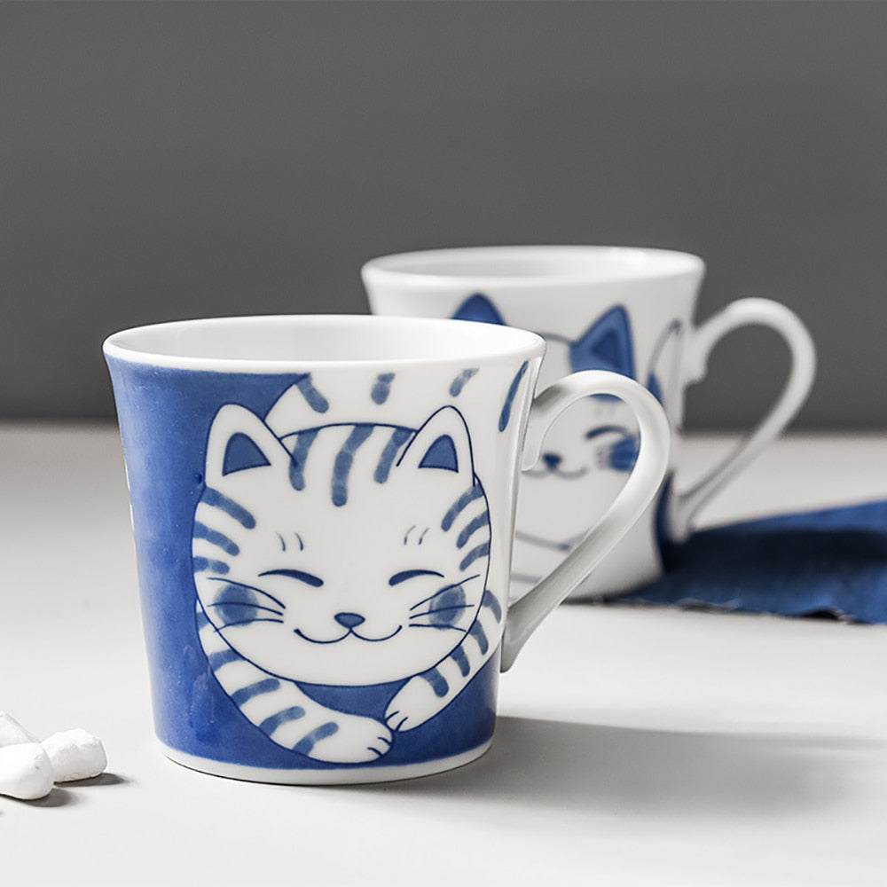 Cute Cat Mugs 260ml Ceramic Milk Mug Japanese Style