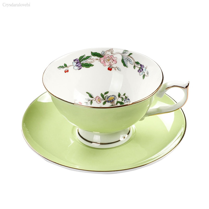 Porcelain Cups and Saucers with Butterflies or Floral Patterns