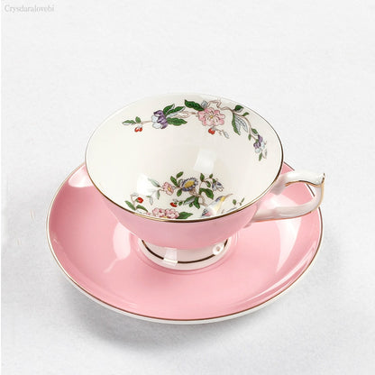 Porcelain Cups and Saucers with Butterflies or Floral Patterns