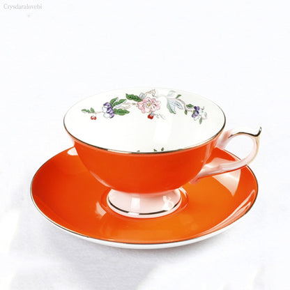 Porcelain Cups and Saucers with Butterflies or Floral Patterns