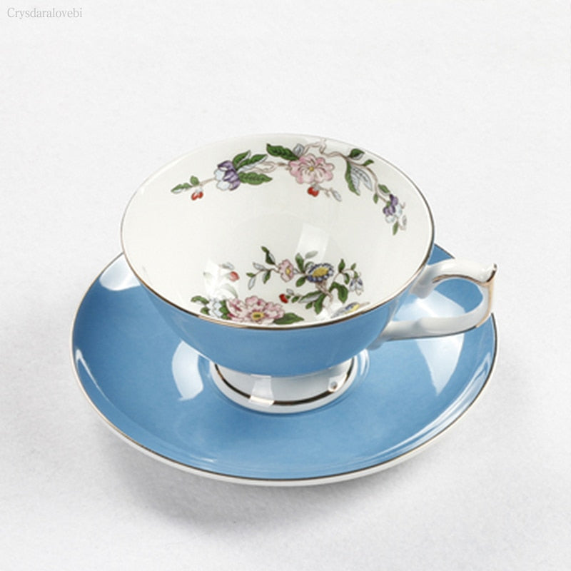 Porcelain Cups and Saucers with Butterflies or Floral Patterns