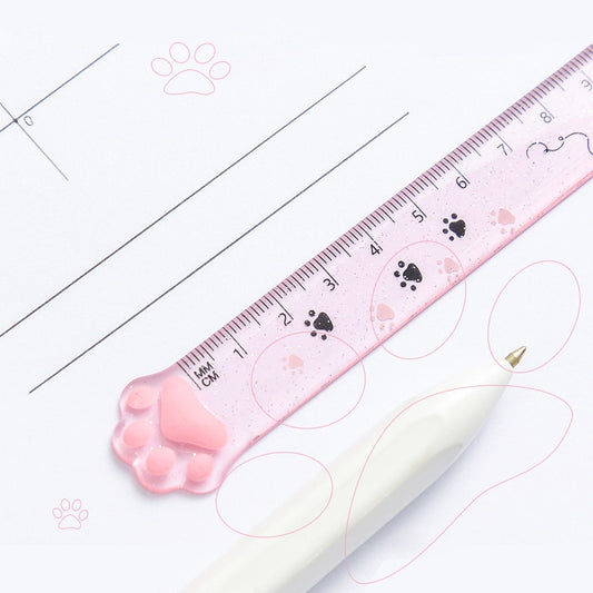 Cute Cat Paw Plastic Straight Rulers Kawaii School Office Supplies Planner Accessories Student Prize Drawing tools