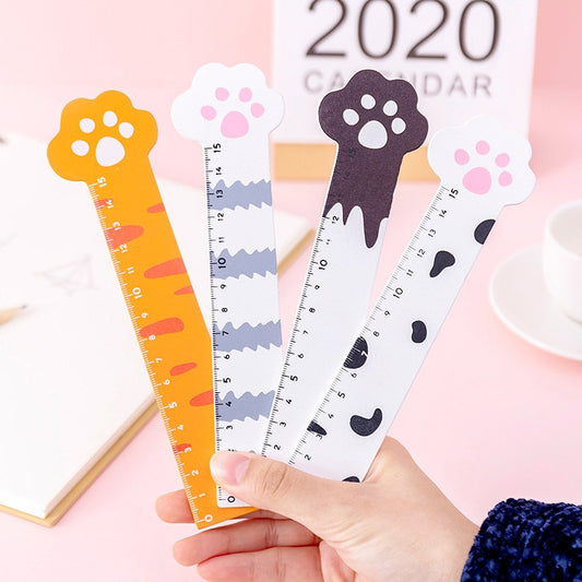 10 Pcs Wooden Cute Cartoon Cat Ruler 15cm