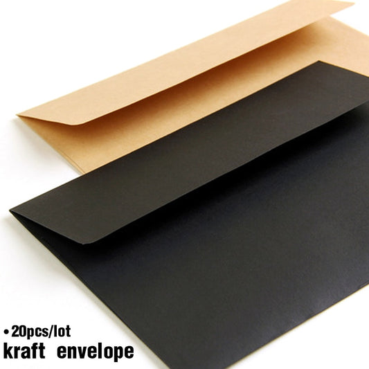 20 Pcs of Black White Red Kraft Paper Envelopes Vintage